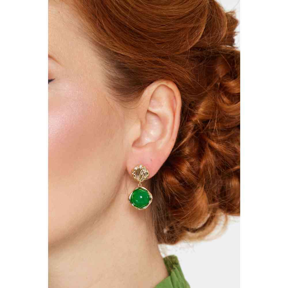 Voodoo Vixen - Jade Stone Drop Des boucles d'oreilles - Couleur or
